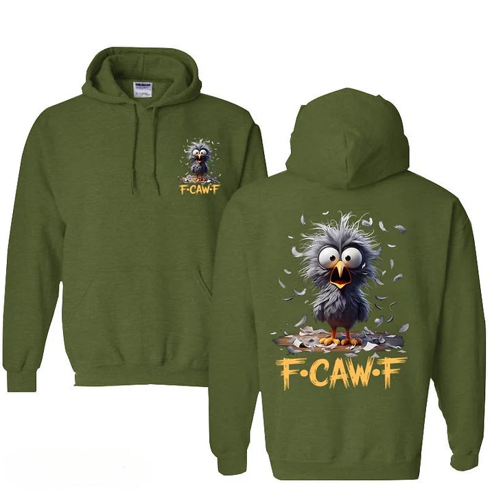 Cartoon Humor caw F Cotton Hooded Sweatshirt