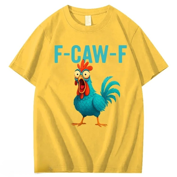F-Caw-F Crazy Blue Chicken Pattern100% Cotton T-Shirt