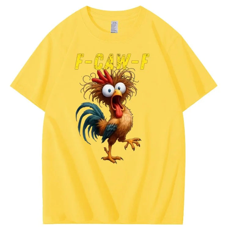 F-Caw-F Crazy Chicken Pattern100% Cotton T-Shirt