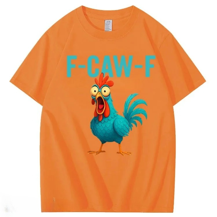 F-Caw-F Crazy Blue Chicken Pattern100% Cotton T-Shirt