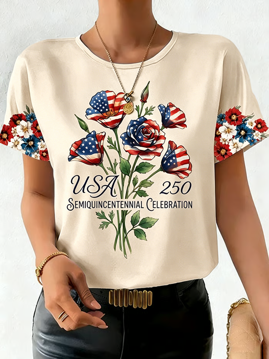 Women's Fashion American 250th Anniversary Short-Sleeved T-Shirt