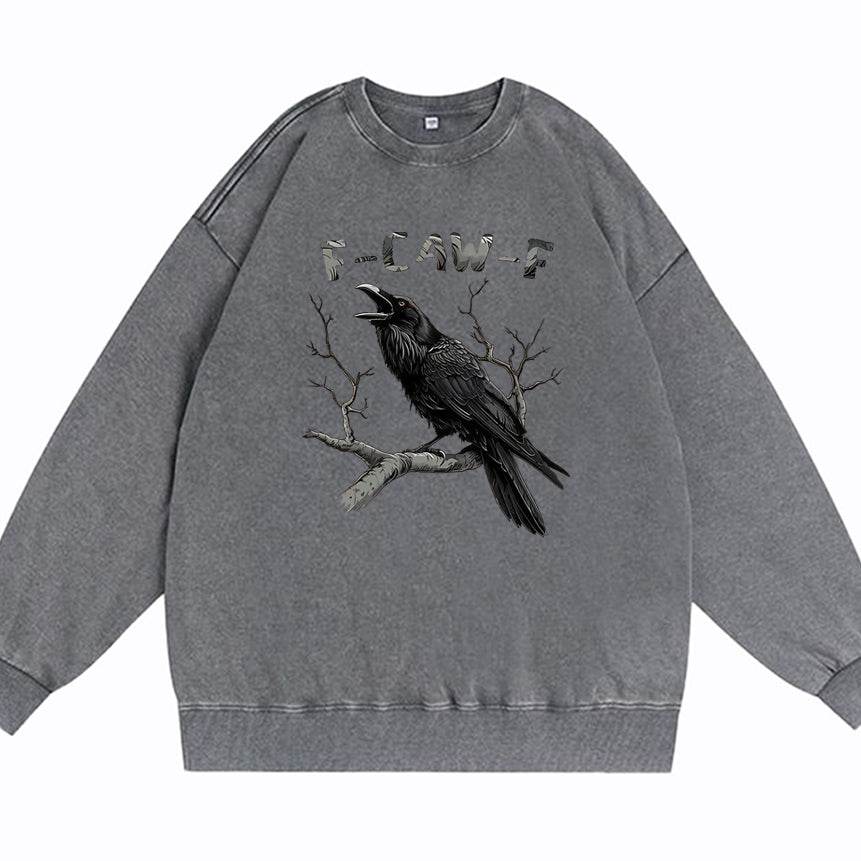 F-Caw-F Crow Cotton Washed Long Sleeve Sweatshirt/Shirt