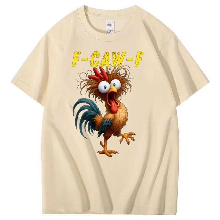 F-Caw-F Crazy Chicken Pattern100% Cotton T-Shirt
