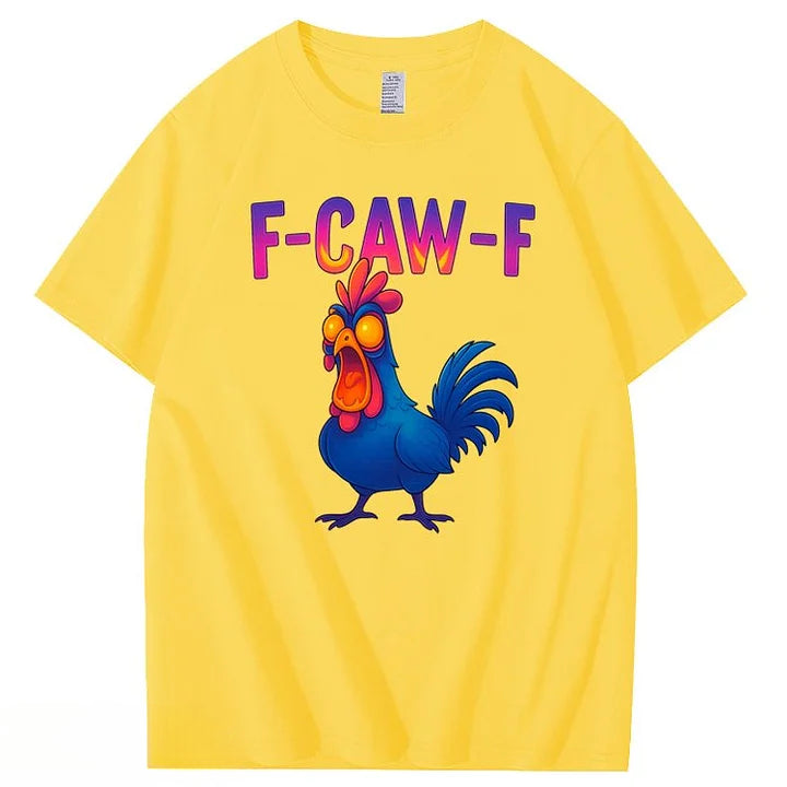 F-Caw-F Color Gradient Chicken Pattern100% Cotton T-Shirt