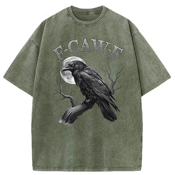 F-Caw-F Crow Washed Cotton T-Shirt