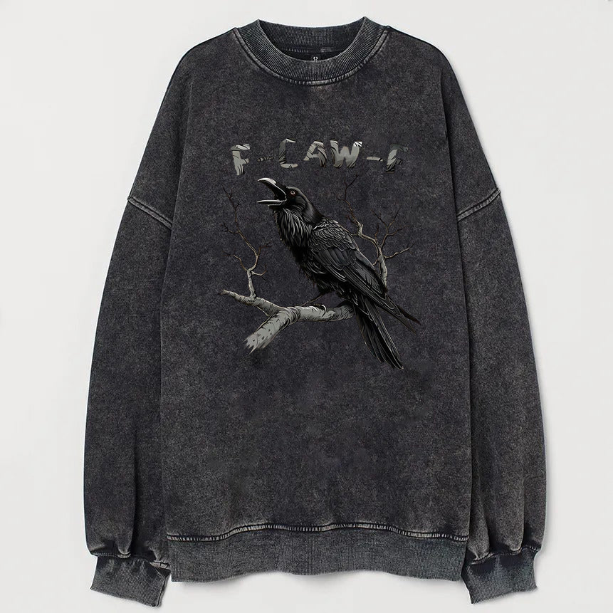F-Caw-F Crow Cotton Washed Long Sleeve Sweatshirt/Shirt