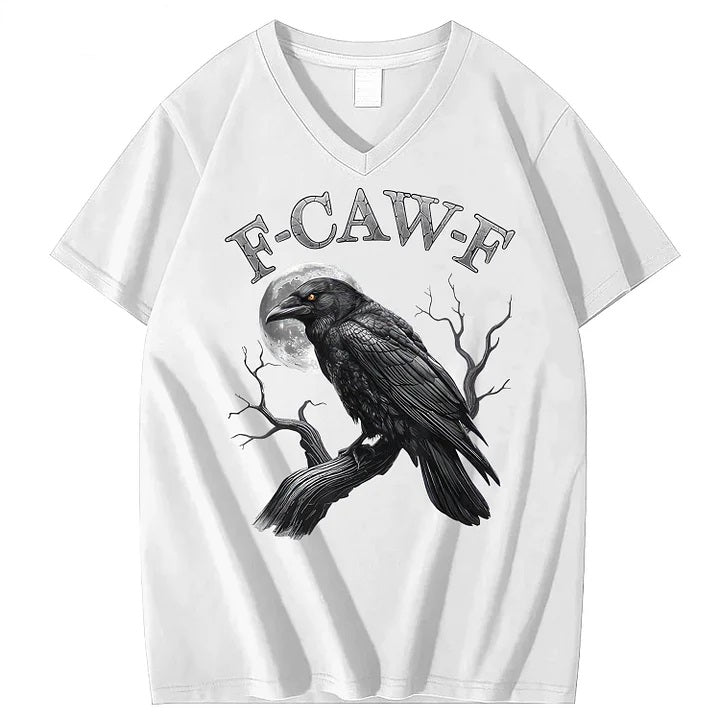 F-Caw-F Crow 100% Cotton V Neck T-Shirt