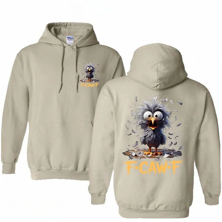 Cartoon Humor caw F Cotton Hooded Sweatshirt