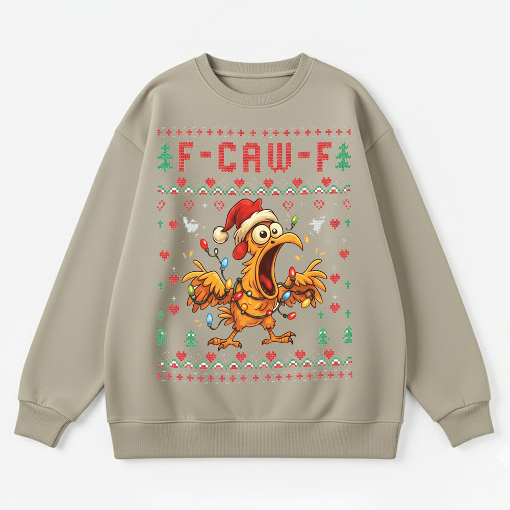 F-Caw-F Chicken Christmas 100% Cotton sweatshirt