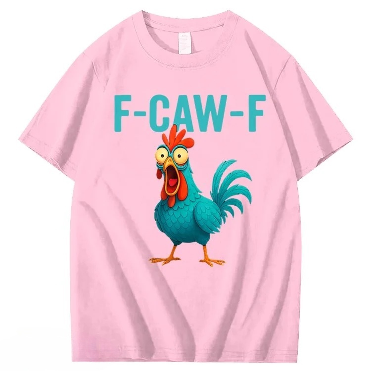 F-Caw-F Crazy Blue Chicken Pattern100% Cotton T-Shirt