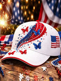 Unisex American Flag Independence Day Print Washed Baseball Cap