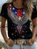 Women'S Casual American Independence Day 250Th Anniversary Founding Celebration Commemorative Print Round Neck Short Sleeved T-Shirt