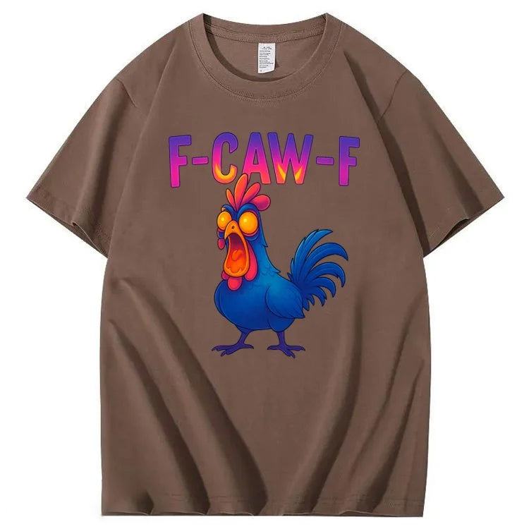 F-Caw-F Color Gradient Chicken Pattern100% Cotton T-Shirt