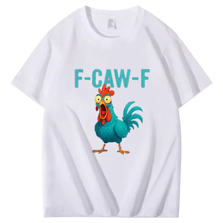 F-Caw-F Crazy Blue Chicken Pattern100% Cotton T-Shirt