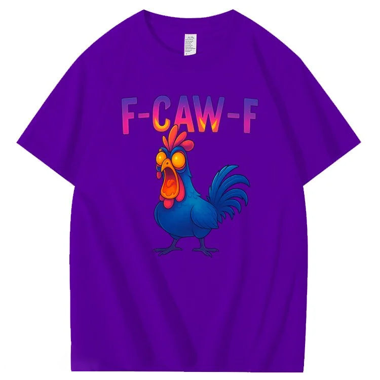 F-Caw-F Color Gradient Chicken Pattern100% Cotton T-Shirt