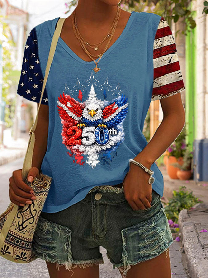 Women'S 250Th Anniversary Casual V-Neck T-Shirt
