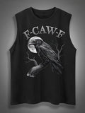 F-Caw-F Crow Print Cotton Sleeveless Tank Tops