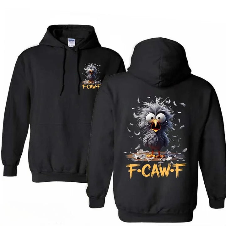 Cartoon Humor caw F Cotton Hooded Sweatshirt