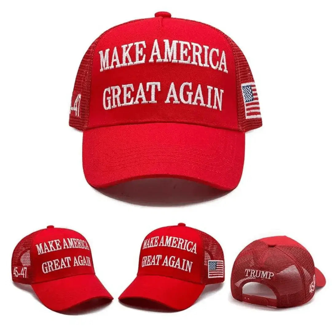 Premium Make America Great again Embroidered Trucker Hat  4 Sided Design