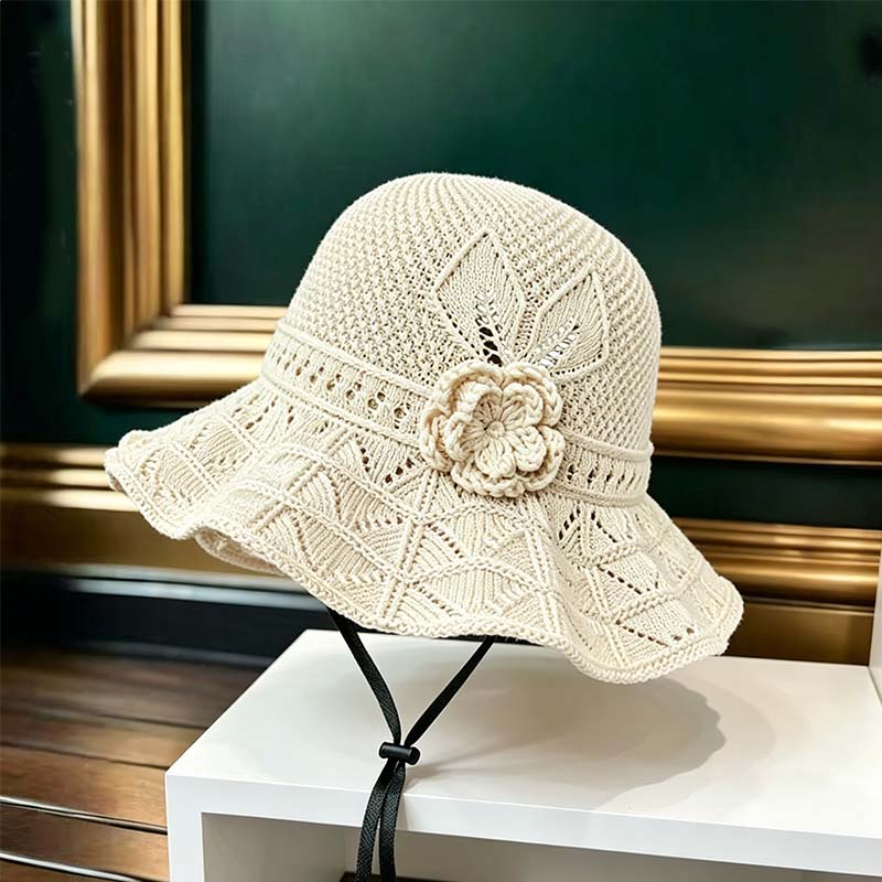 🌸 Women's Crochet Bucket Hat with Flower Accent – Last Day Limited Time Offer!