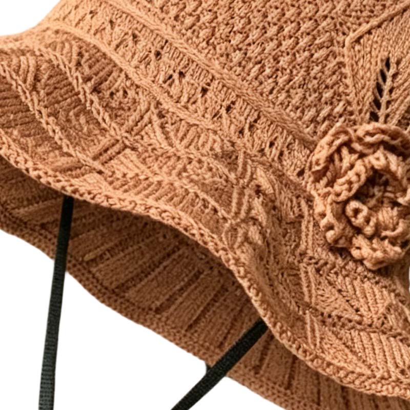 🌸 Women's Crochet Bucket Hat with Flower Accent – Last Day Limited Time Offer!